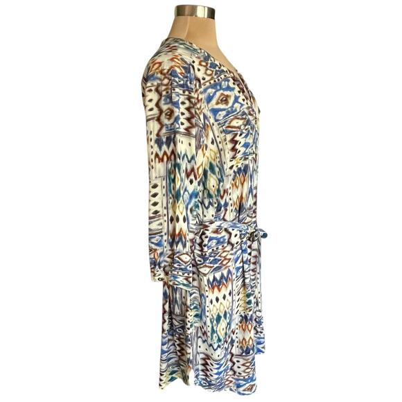 Ariat Pullover Shirt Dress Western Aztec Print Sz XXL Split V-neck Tie Waist - Picture 3 of 10